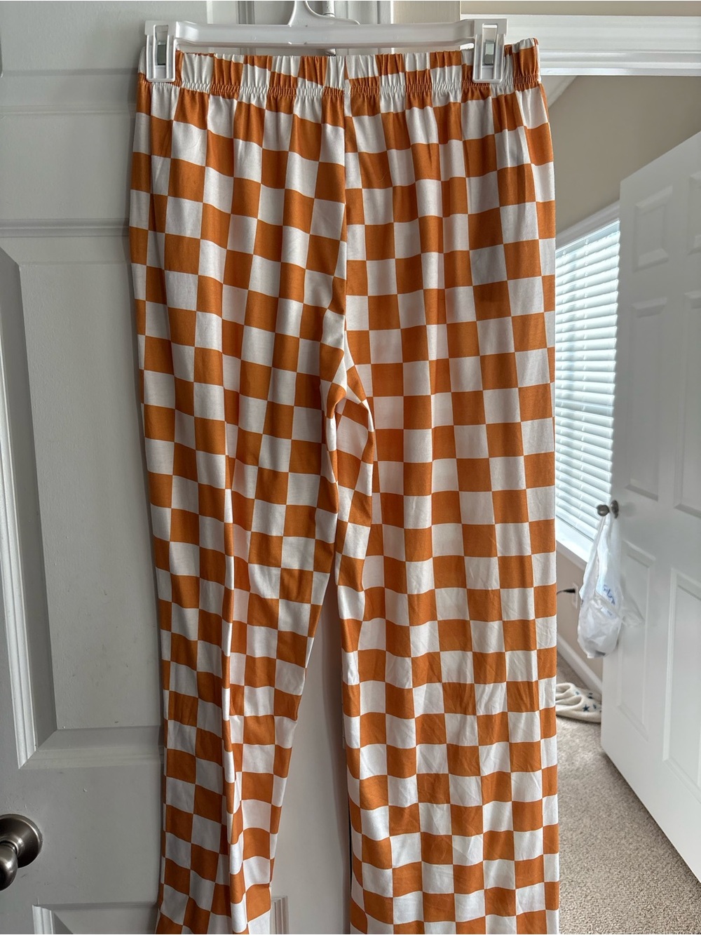 Amazon Essentials Orange and White Checkered Track Pants